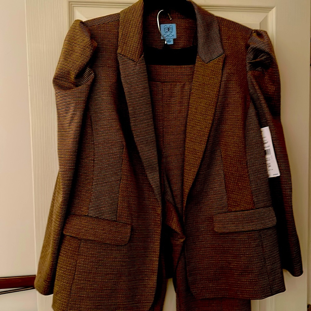 Stylist business suit. Earth tone plaid in 2x